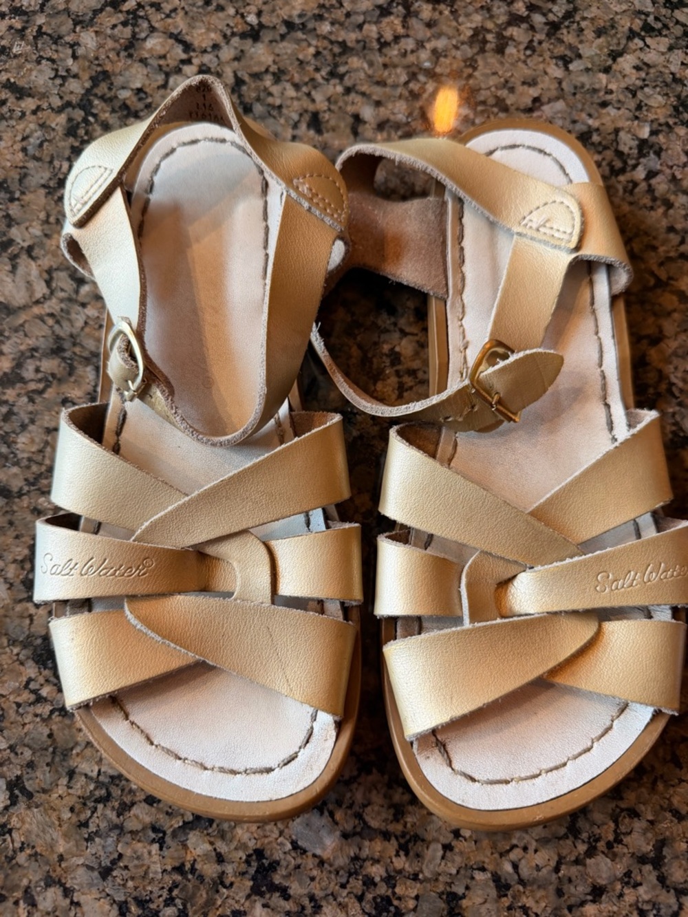 Salt Water Sandals by Hoy Metallic Gold Kids Sandals